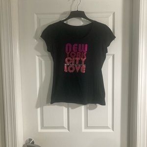 New York & Company New York City Love Black and Pink Tee, Size M